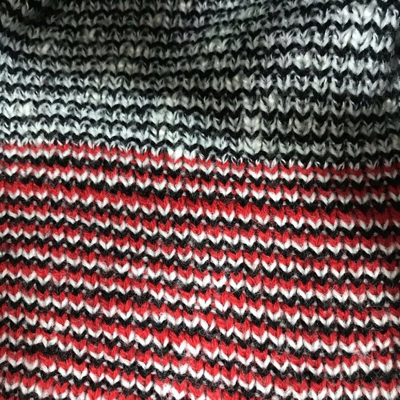 Vtg 90s Sweater Slouchy Gray Black Red Graphic Knit Top Size Small Arrows USA - Picture 5 of 5